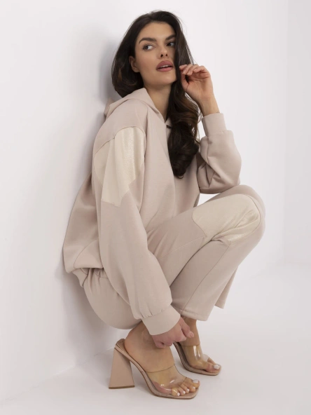 Compleu Dama Maneca lunga, Dreapta, ITALY MODA, Bej Casual