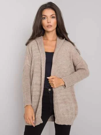 Cardigan Dama Maneca lunga, Decolteu alt tip de decolteu, Och Bella, Bej Casual