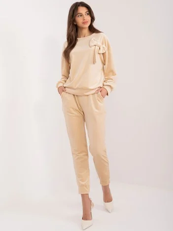 Compleu Dama Maneca lunga, Mansete elastice, ITALY MODA, Bej Casual