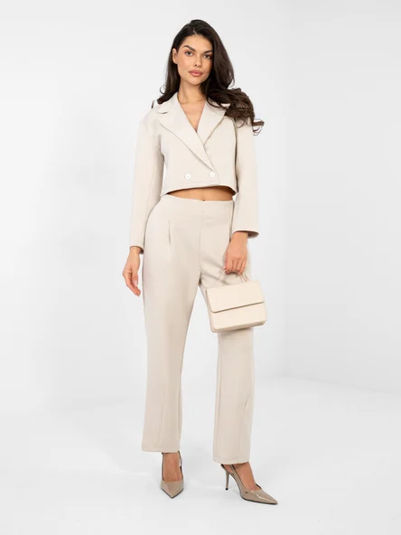Compleu Dama Maneca lunga, Elegant, RUE PARIS, Bej Eleganta Office