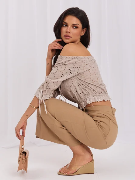Top Dama Mini, Decolteu rotund, Och Bella, Bej