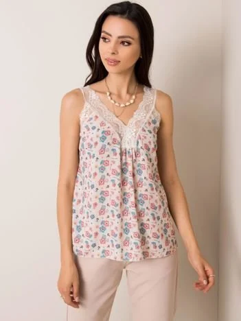 Top Dama Fara maneci, Floral, Sublevel, Bej Casual