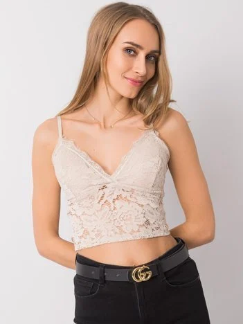 Top Dama Dantela, Decolteu in V, Och Bella, Bej