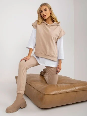 Compleu Dama Mini, Mansete elastice, ex moda, Bej Casual