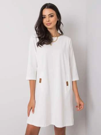 Rochie Dama Mini, Decolteu rotund, RELEVANCE, Alb Eleganta Office