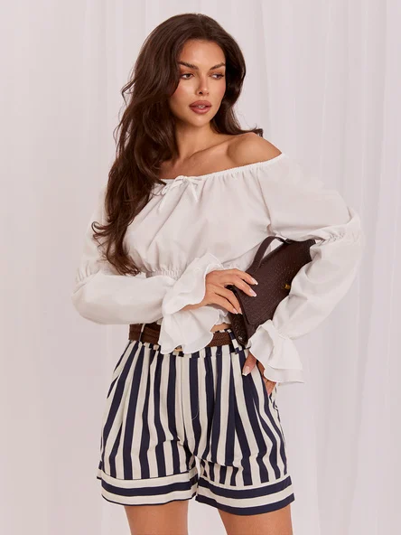 Bluza Dama Mini, Guler inalt, LAKERTA, Alb Eleganta Office