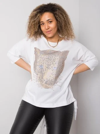 Bluza Dama Maneca 3/4, Animal print, RELEVANCE, Alb Casual