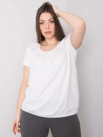 Tricou Dama Mini, Decolteu rotund, BASIC FEEL GOOD, Alb Eleganta Office Marimi Mari
