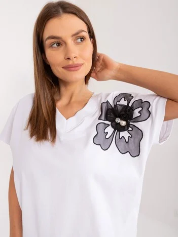 Bluza Dama Mini, Decolteu in V, BASIC FEEL GOOD, Alb Eleganta Office