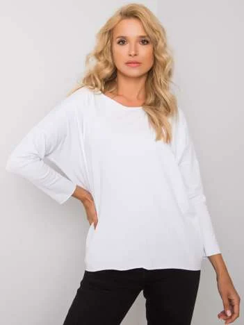 Bluza Dama Maneca 3/4, Decolteu barcuta, ex moda, Alb Eleganta Office