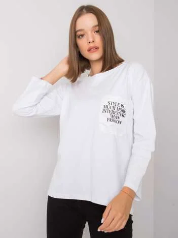 Bluza Dama Maneca 3/4, Decolteu rotund, ex moda, Alb Casual