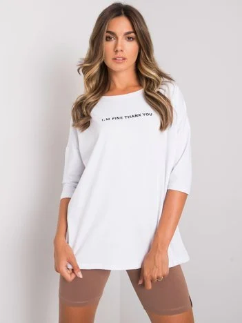 Bluza Dama Maneca 3/4, Imprimat, ex moda, Alb Casual
