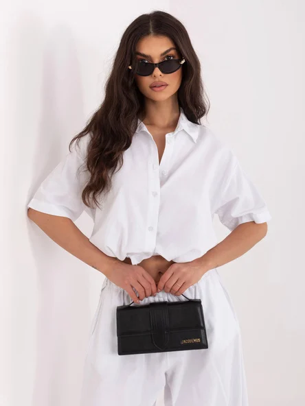 Camasa Dama Mini, Guler inalt, ITALY MODA, Alb Casual