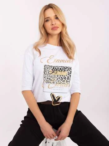 Bluza Dama Maneca 3/4, Animal print, Calimera, Alb
