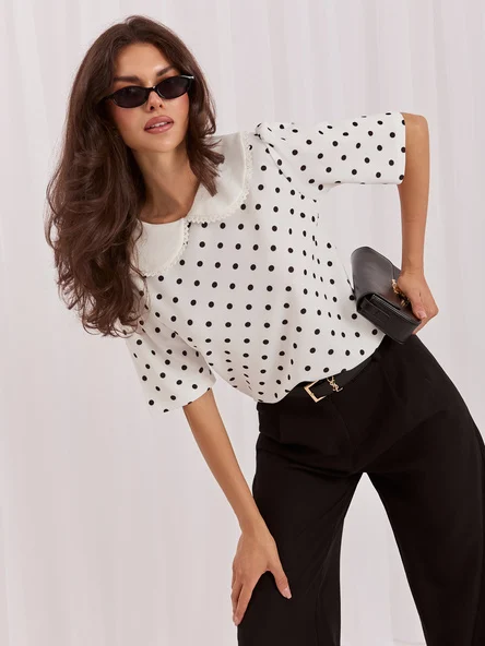 Bluza Dama Mini, Buline, ITALY MODA, Alb Eleganta Office