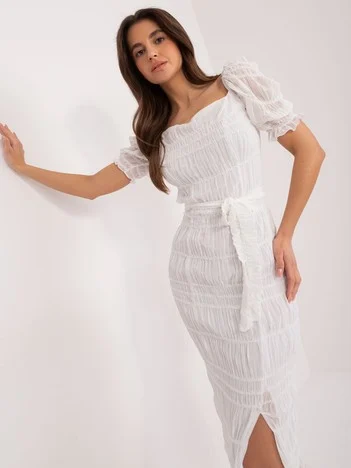 Rochie Dama Midi, Croiala dreapta, LAKERTA, Alb de Petrecere