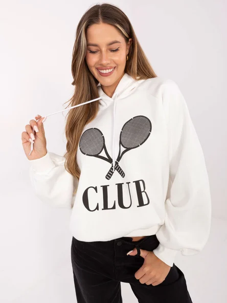 Hanorac Dama Maneca lunga, Decolteu rotund, ex moda, Alb Casual