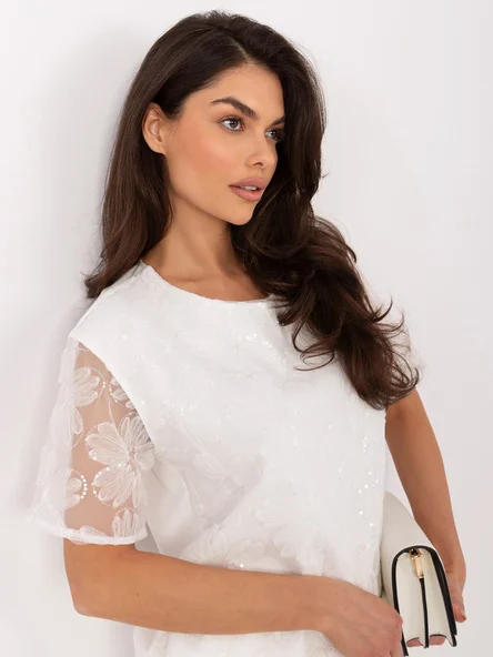 Bluza Dama Mini, Floral, LAKERTA, Alb Eleganta Office