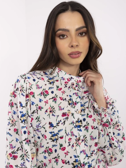 Camasa Dama Maneca lunga, Floral, LAKERTA, Alb Eleganta Office