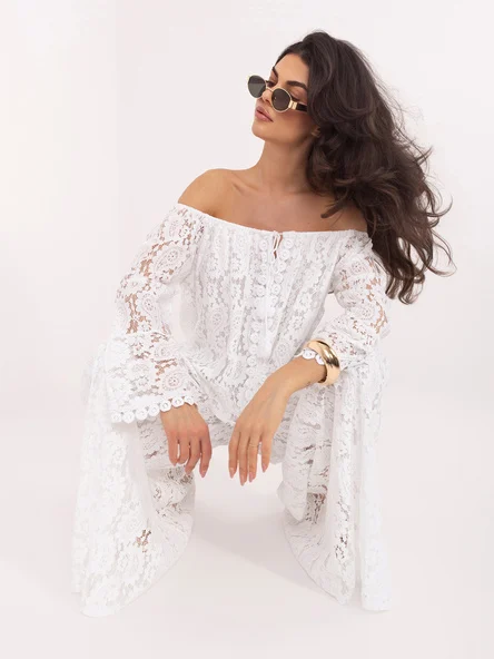 Bluza Dama Mini, Dantela, ITALY MODA, Alb de Petrecere