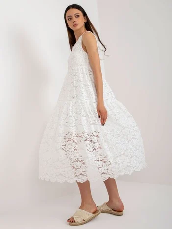 Rochie Dama Midi, Lejera, Och Bella, Alb de Vara