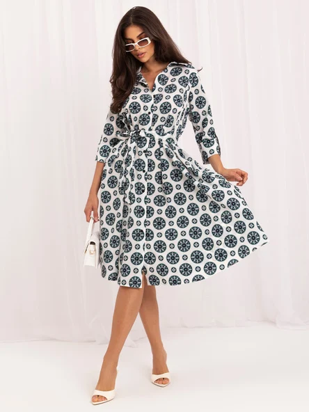 Rochie Dama Midi, Lejera, LAKERTA, Alb Eleganta Office