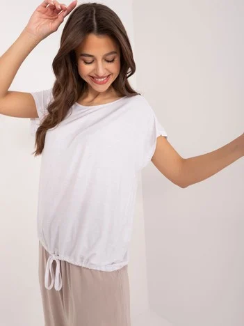 Bluza Dama Mini, Decolteu rotund, Sublevel, Alb Casual Marimi Mari