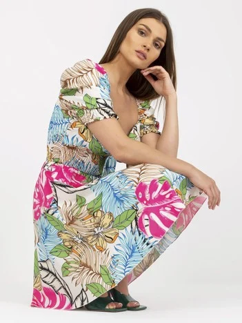 Rochie Dama Mini, Imprimat, ITALY MODA, Albastru de Vara