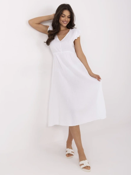 Rochie Dama Midi, Lejera, ITALY MODA, Alb de Vara