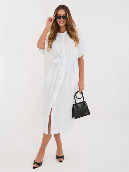 Rochie Dama Midi, Lejera, ITALY MODA, Alb de Vara
