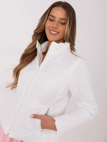 Jacheta Dama Maneca lunga, Guler inalt, ITALY MODA, Alb Eleganta Office