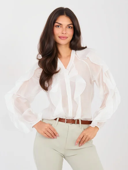Camasa Dama Maneca lunga, Elegant, RED LINE, Alb Eleganta Office