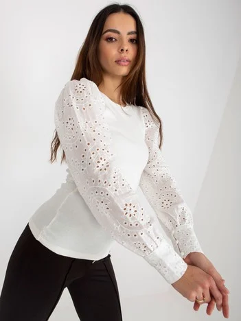 Bluza Dama Maneca lunga, Dungi, Och Bella, Alb Eleganta Office