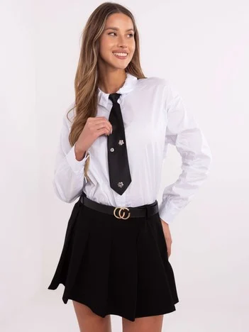 Camasa Dama Maneca lunga, Guler inalt, ITALY MODA, Alb Eleganta Office
