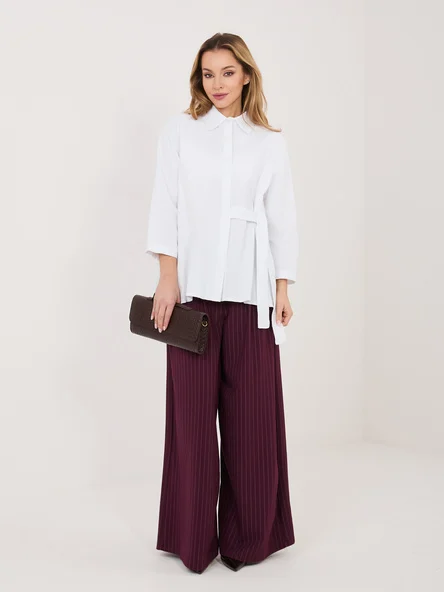 Camasa Dama Maneca lunga, Guler inalt, RUE PARIS, Alb Eleganta Office