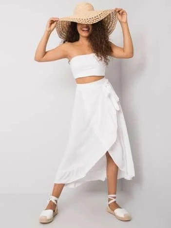 Fusta Dama Midi, Boho, Och Bella, Alb Casual