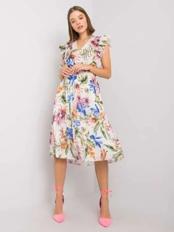 Rochie Dama Midi, Imprimat, ITALY MODA, Verde Eleganta Office