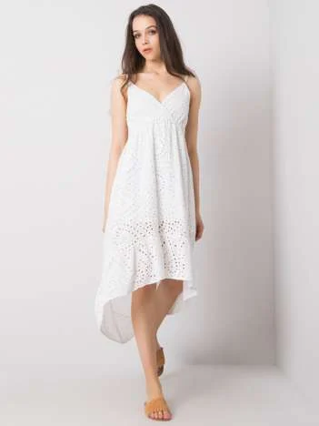 Rochie Dama Fara maneci, Imprimat, Och Bella, Alb Casual