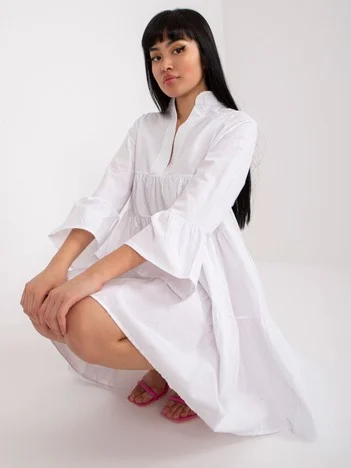Rochie Dama Maneca 3/4, Lejera, RUE PARIS, Alb Eleganta Office