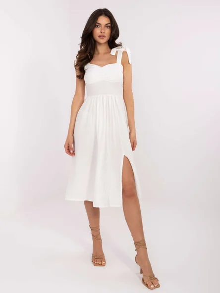 Rochie Dama Sub genunchi, Lejera, ITALY MODA, Alb de Vara