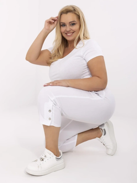 Pantaloni Dama Conica, Guler inalt, New Fashion, Alb Eleganta Office