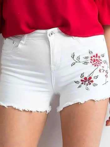 Pantaloni Scurti Dama Floral, Dreapta, Elegant's Deluxe, Alb Casual