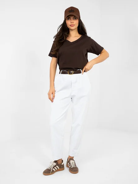 Pantaloni Dama 7/8, Conica, ITALY MODA, Alb Eleganta Office