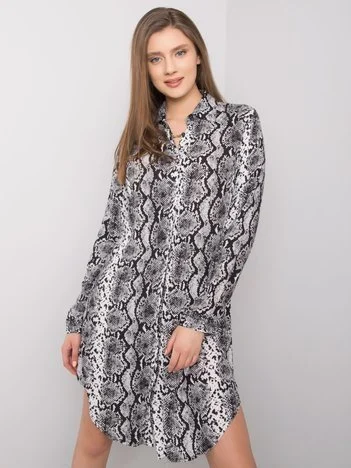 Rochie Dama Maxi, Animal print, RUE PARIS, Negru Eleganta Office Marimi Mari