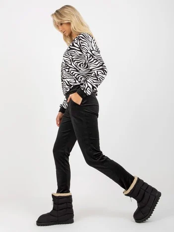 Compleu Dama Maneca lunga, Animal print, RUE PARIS, Alb Casual