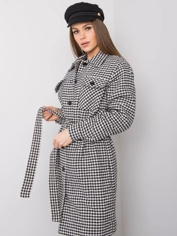 Palton Dama Deasupra genunchiului, Imprimat, LAKERTA, Negru Eleganta Office