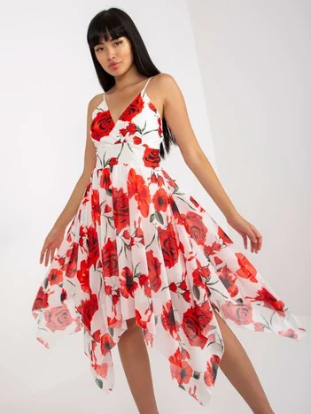 Rochie Dama Deasupra genunchiului, Floral, ITALY MODA, Rosu Eleganta Office