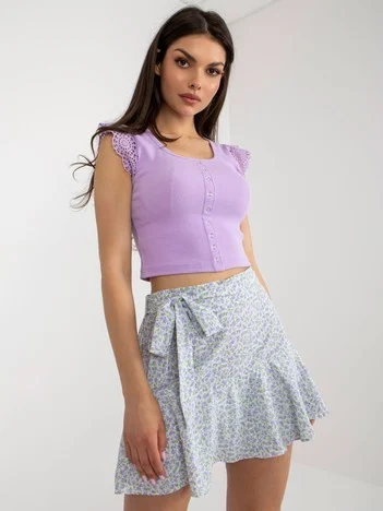 Fusta Dama Mini, Floral, Vinceotto, Mov Casual