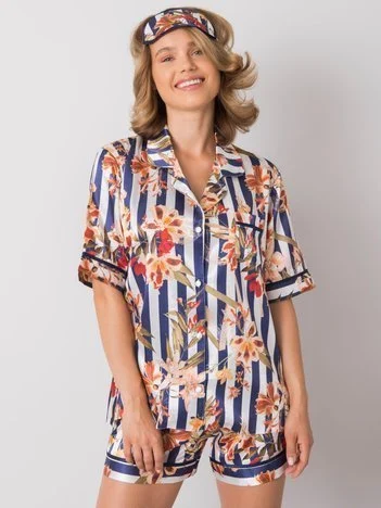 Compleu Dama Floral, Poliester, XSAPIENZA, Bleumarin