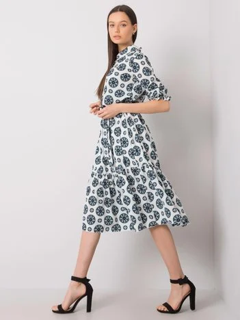 Rochie Dama Midi, Imprimat, LAKERTA, Verde Eleganta Office